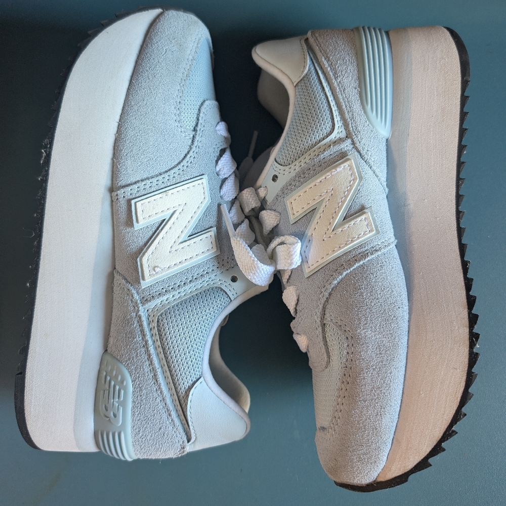 New Balance Light Gray Platform Sneakers